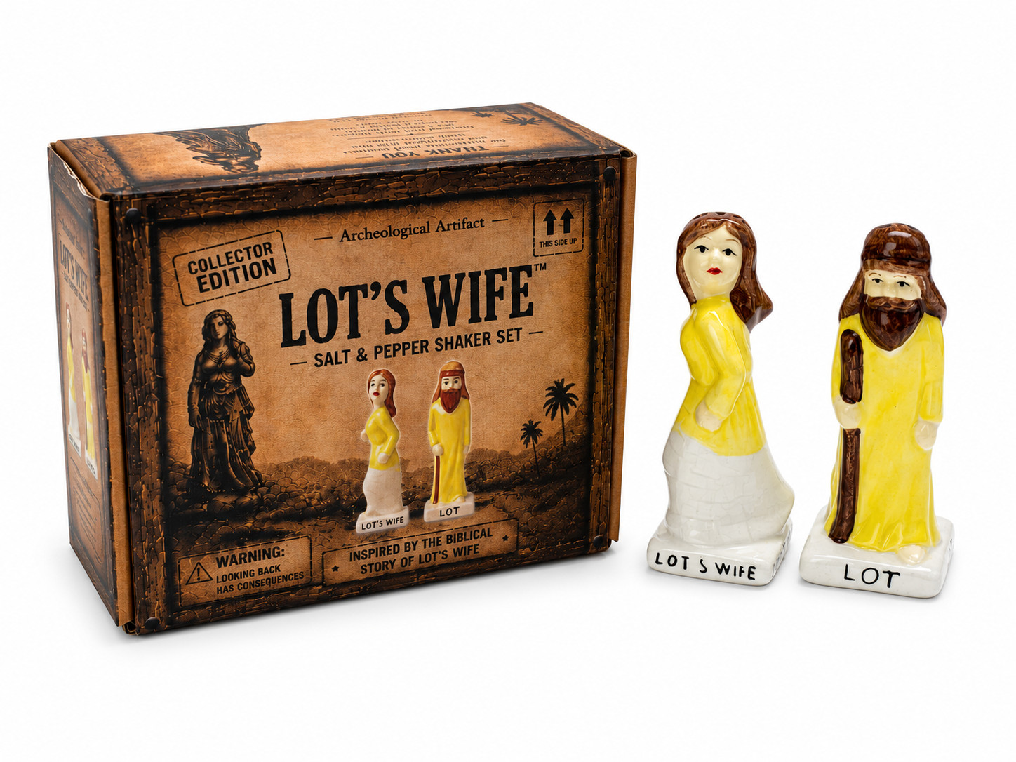 Salt and Pepper Shakers– Lot’s Wife Collectible -Religious- NOW IN NEW GIFT BOX