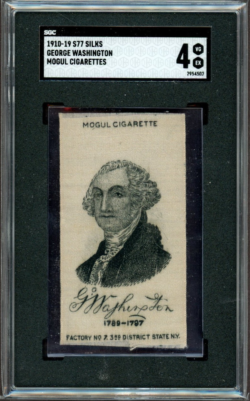1910 S77 Mogul Cigarettes Silks U.S. Presidents George Washington (SGC 4 VG/EX)