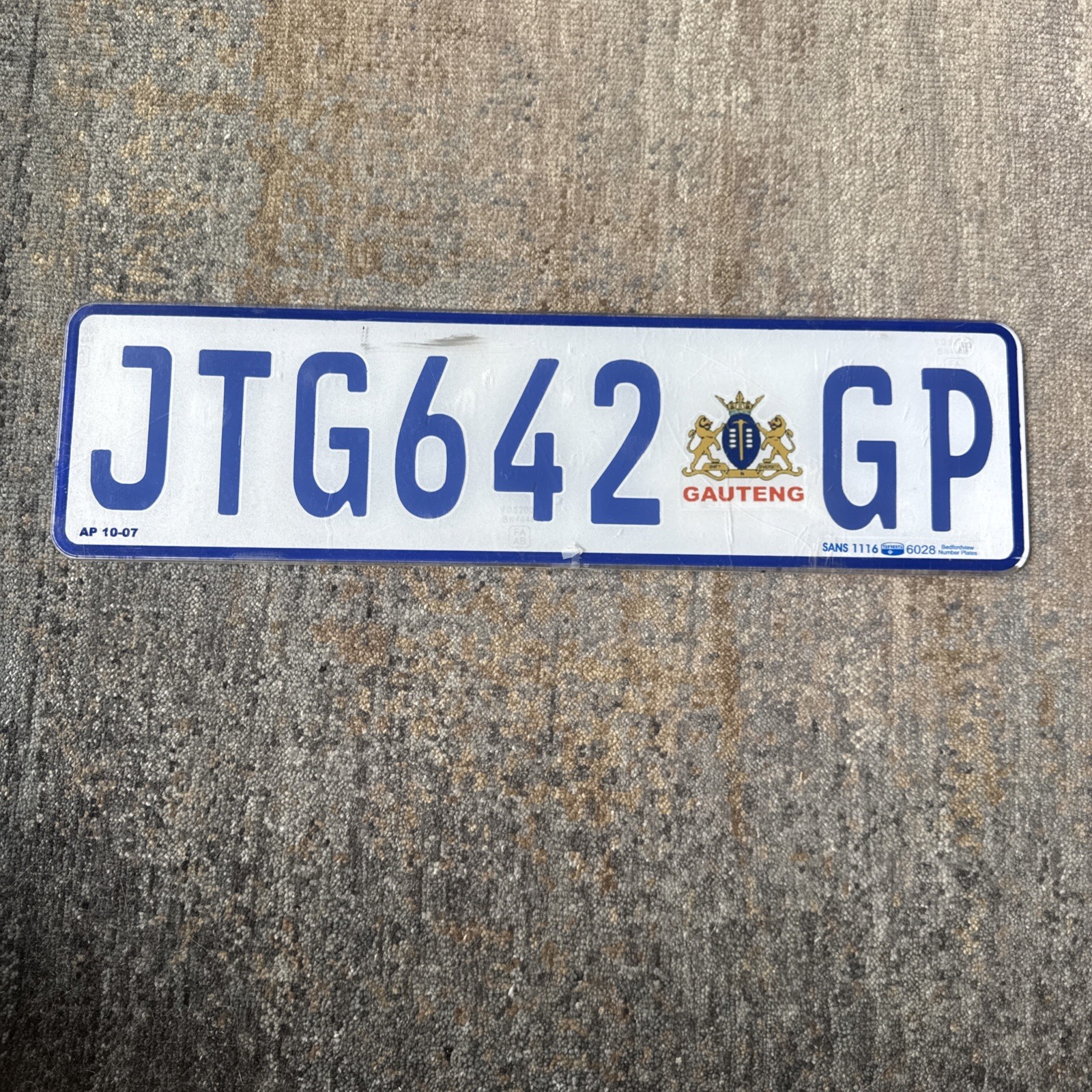 South Africa License Plate Gauteng African Tag # JTG 642 GP 🇿🇦 Numbers Plate