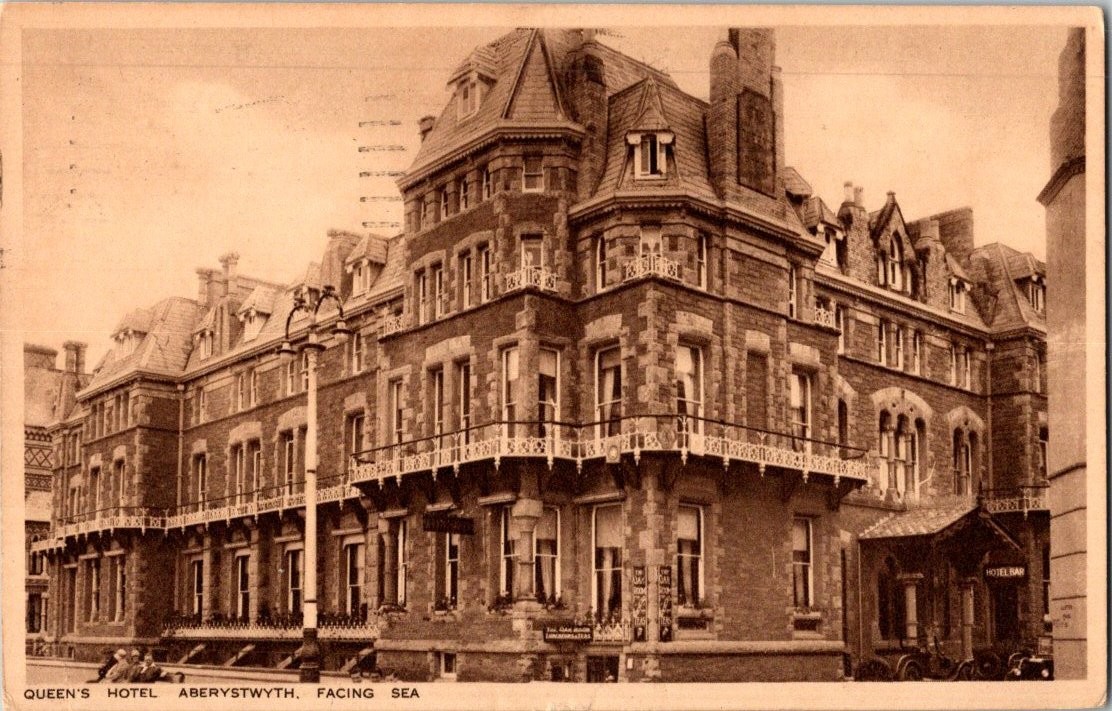 Vintage Queen's Hotel Aberystwyth Wales Postcard 1934 Sea View Vintage Queen's Hotel Aberystwyth Wales Postcard 1934 Sea View