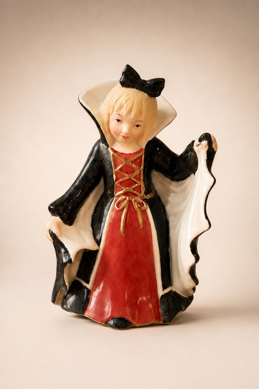Vtg Lenox Bella The Vampire Girl Halloween Figurine Porcelain Gold Trim, Retired