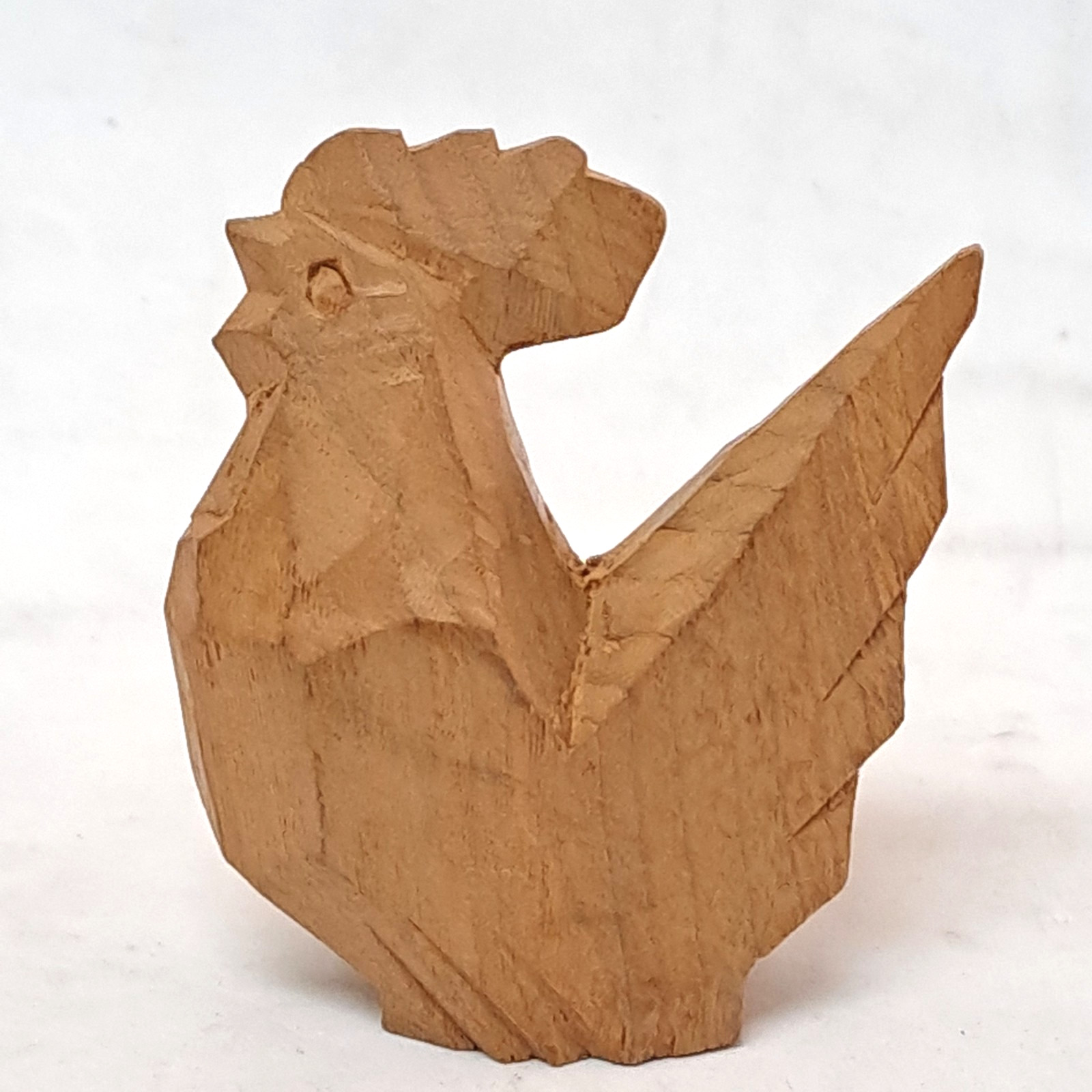Japanese Netsuke Zodiac Chicken Hen Wooden Carved Figure Folk Craft Decor JP C49