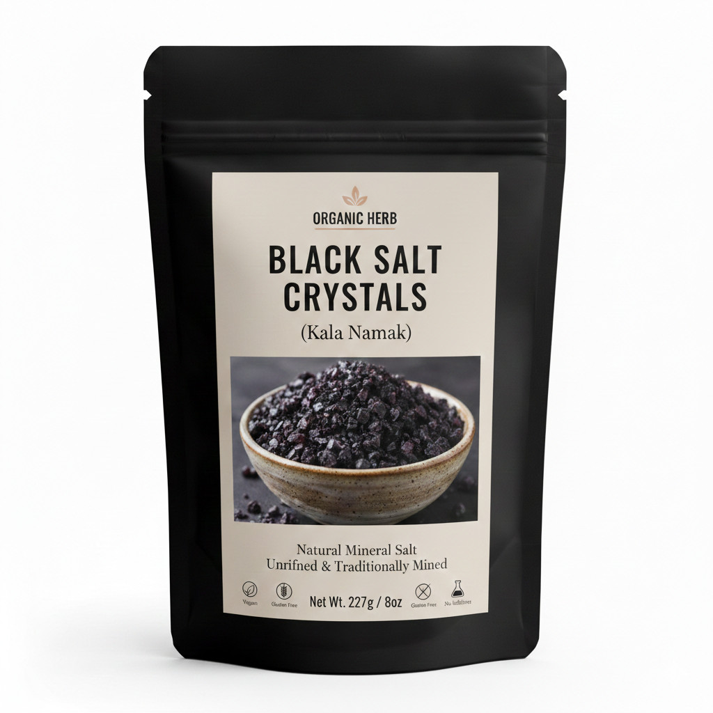 Organic Herb Black Salt Crystals 8 oz (227g) Natural Indian Kala Namak Spice