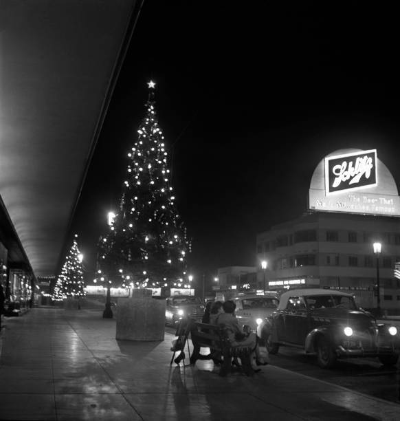 Wilshire Boulevard from outside May Company Store on Wilshire - 1951 Old Photo