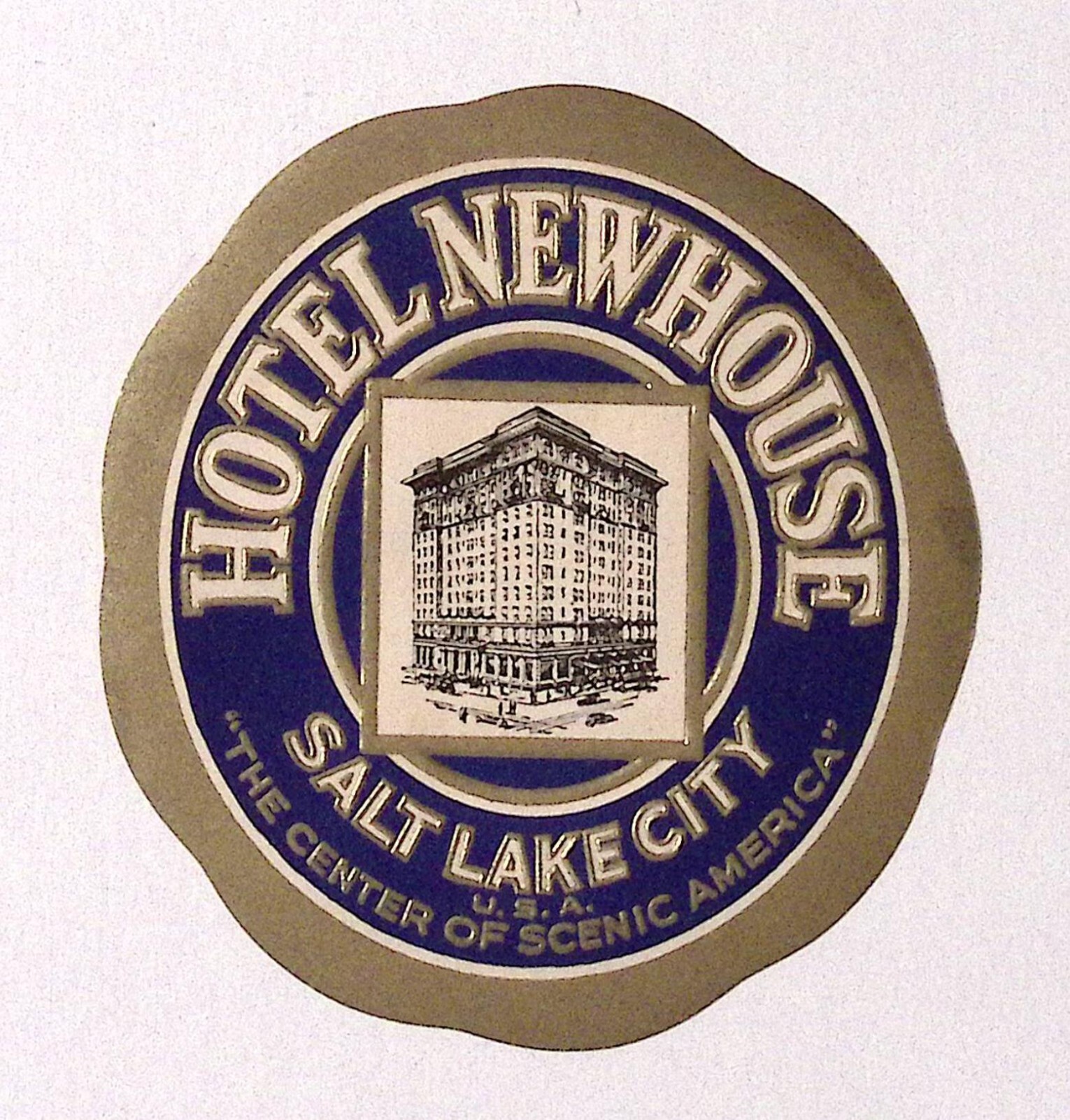Hotel Newhouse Salt Lake City Utah c1940s Luggage Travel Label 4\ Hotel Newhouse Salt Lake City Utah c1940s Luggage Travel Label 4\