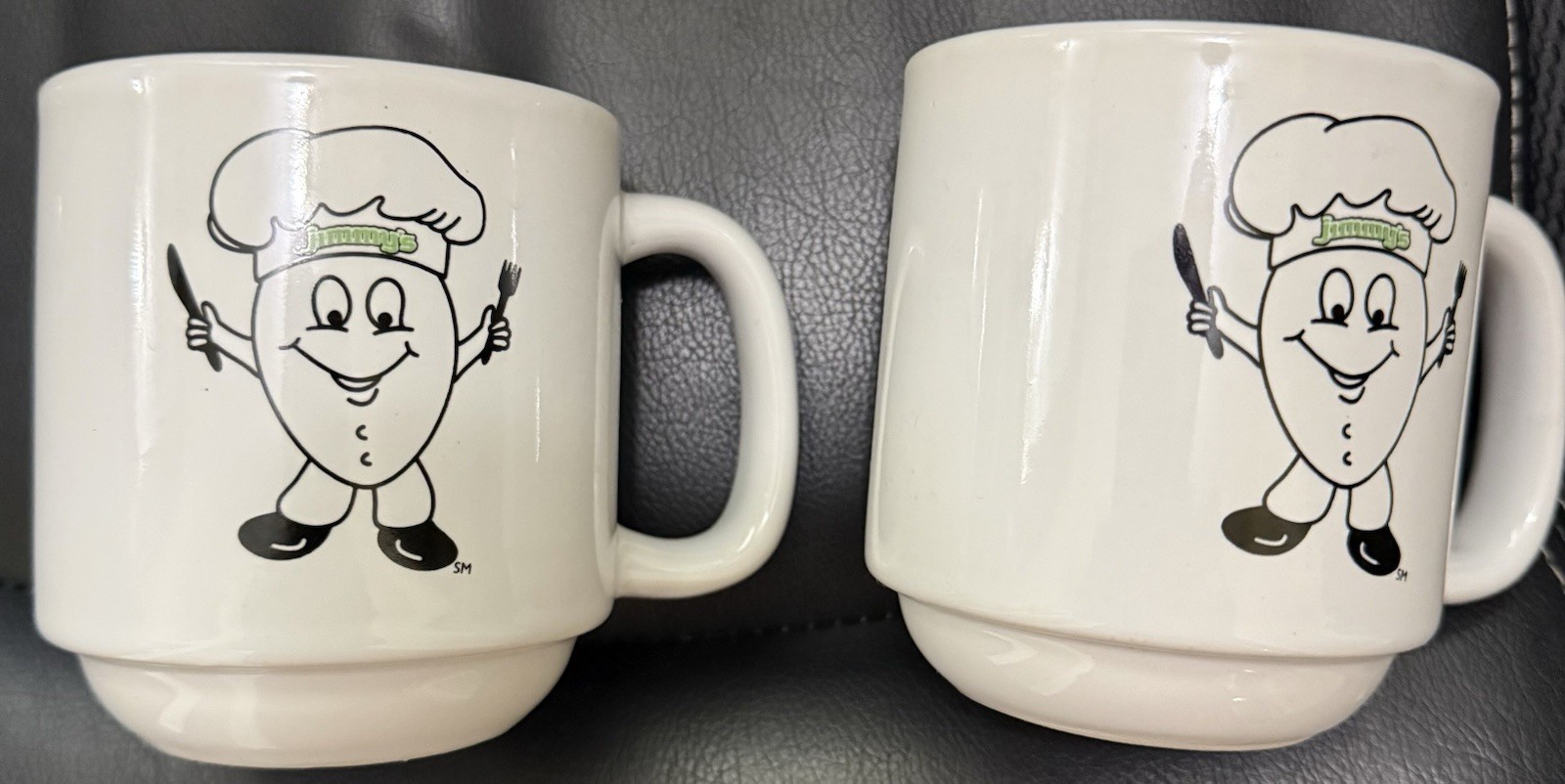 2 Jimmy’s Egg Restaurant Crestware Green Lettering Coffee Mugs