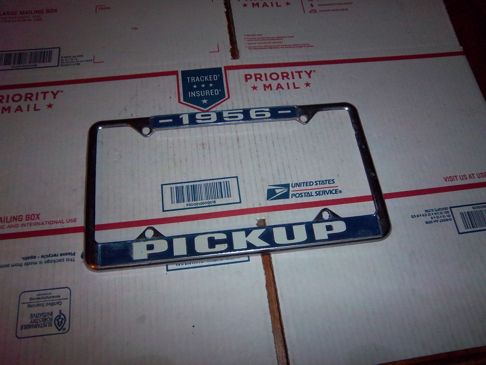 vintage 1956 pickup metal license plate frame vintage 1956 pickup metal license plate frame