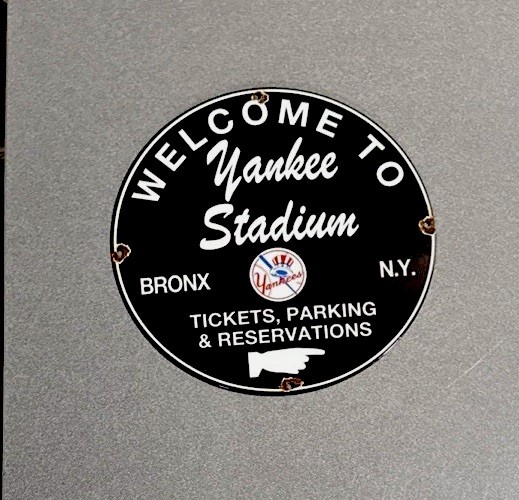VINTAGE 12” YANKEE BASEBALL STADIUM PORCELAIN SIGN CAR GAS OIL TRUCK MOTORCYCLE VINTAGE 12” YANKEE BASEBALL STADIUM PORCELAIN SIGN CAR GAS OIL TRUCK MOTORCYCLE