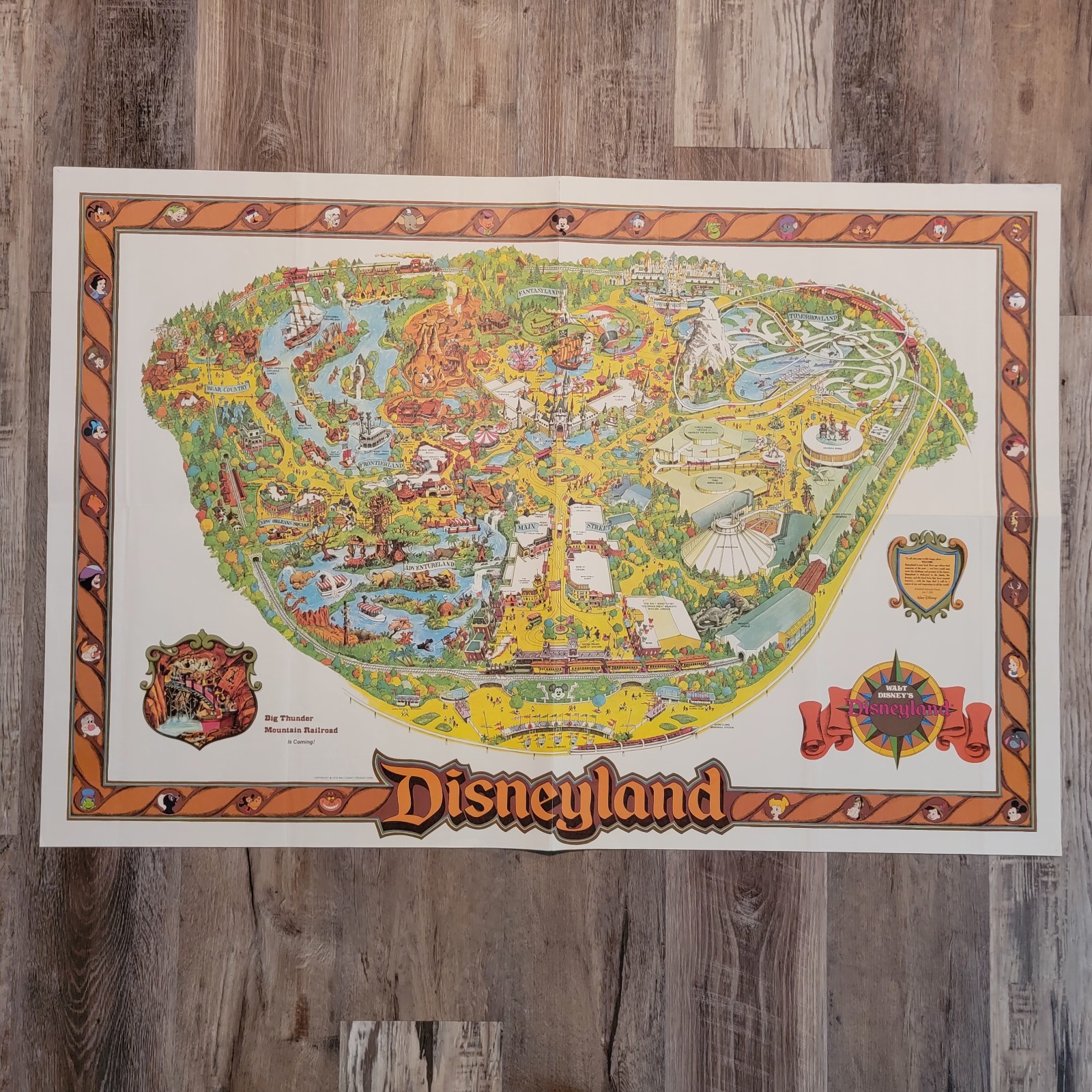 Vintage 1978 Walt Disney Disneyland Large Wall Map 30\