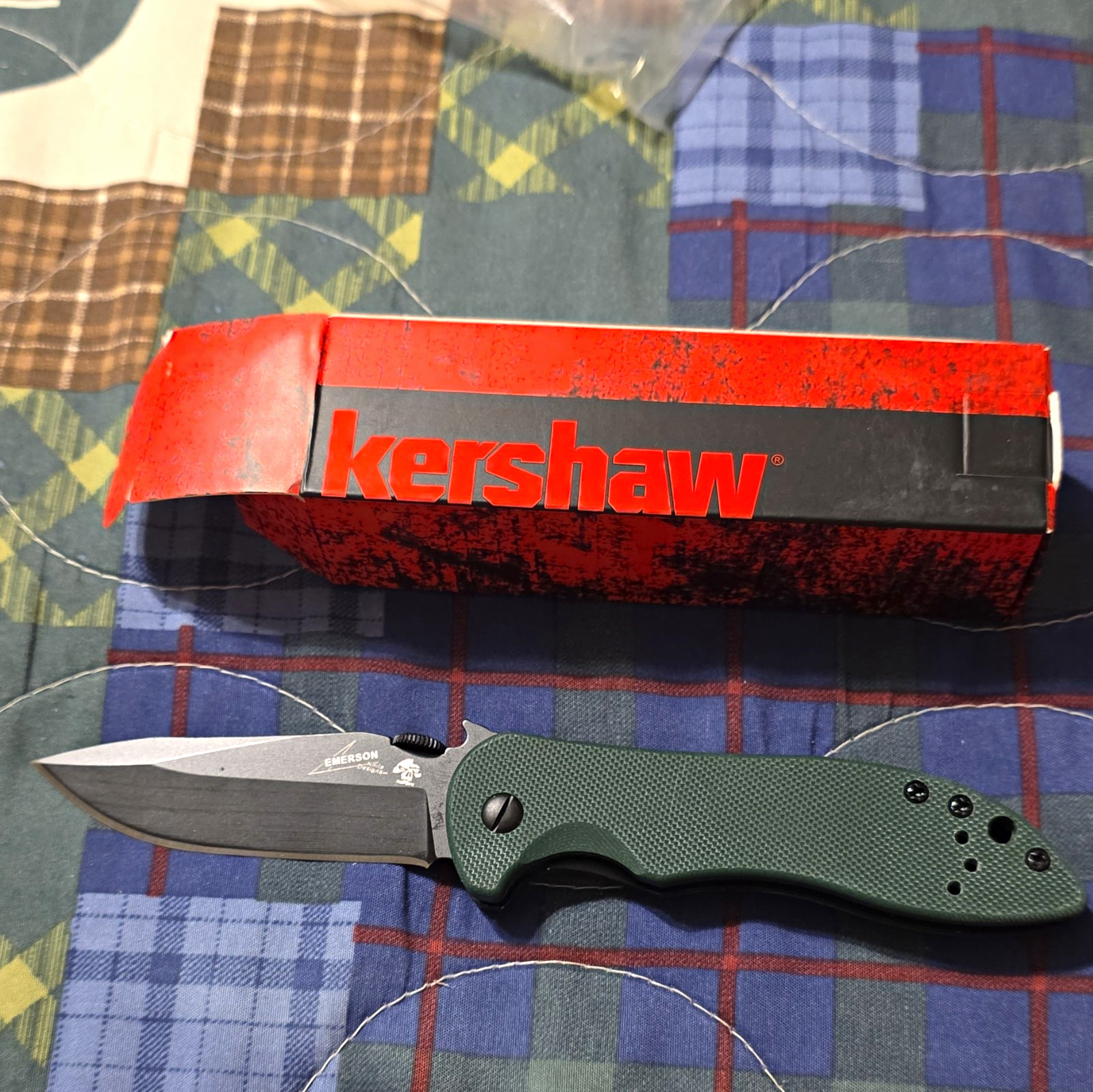 Kershaw Emerson CQC-5K 60740LBLK G10 Handle SS Plain Clip Point Liner