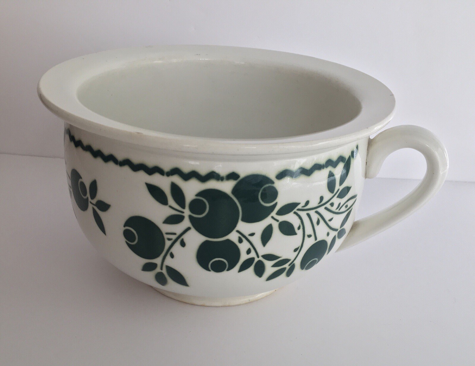 1930s St Amand France Demi Porcelain Transferware Chamber Pot Planter Blueberrie