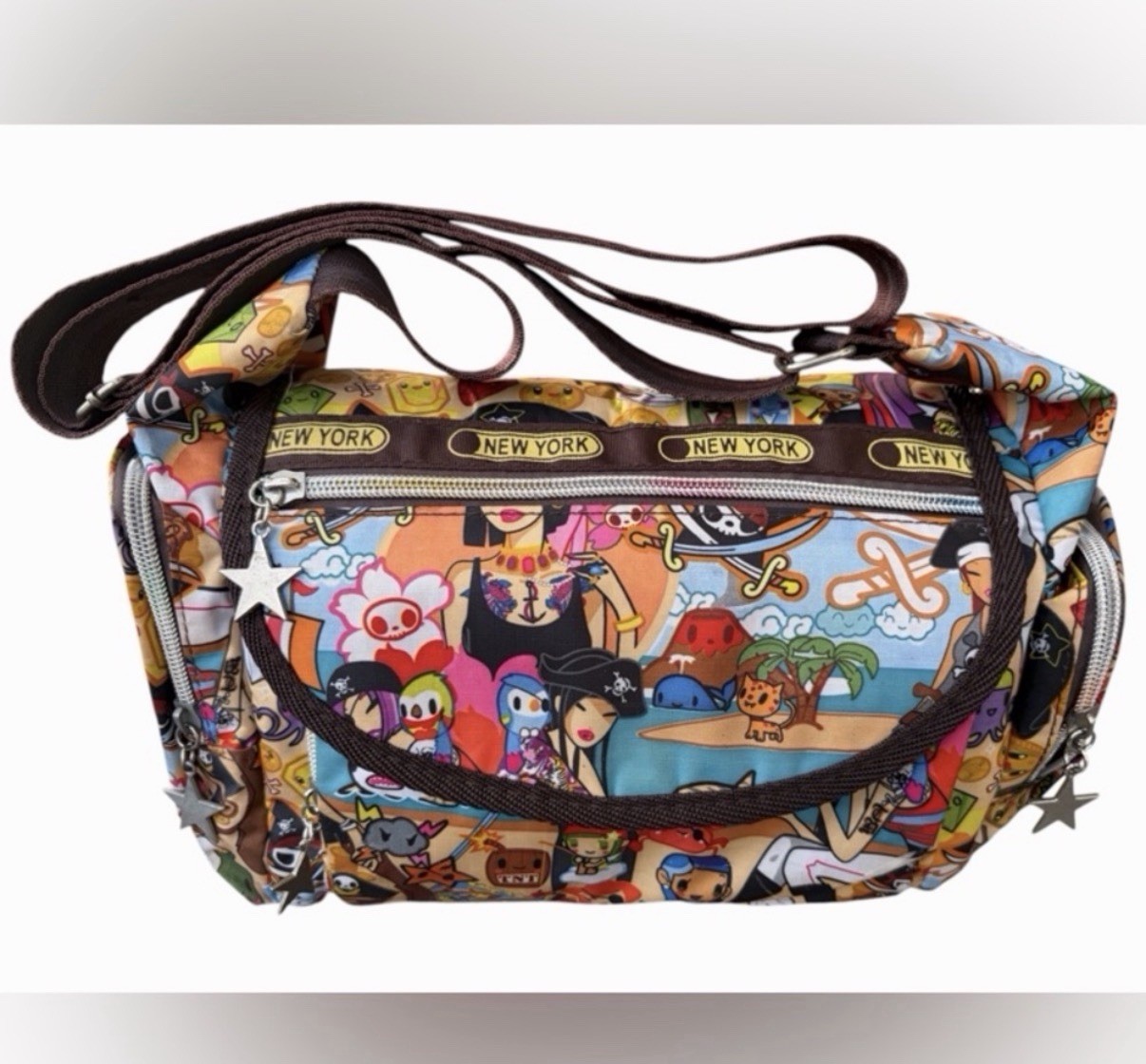 Rare Vintage 2000s tokidoki Pirata pattern Bag authentic Rainbow zippers