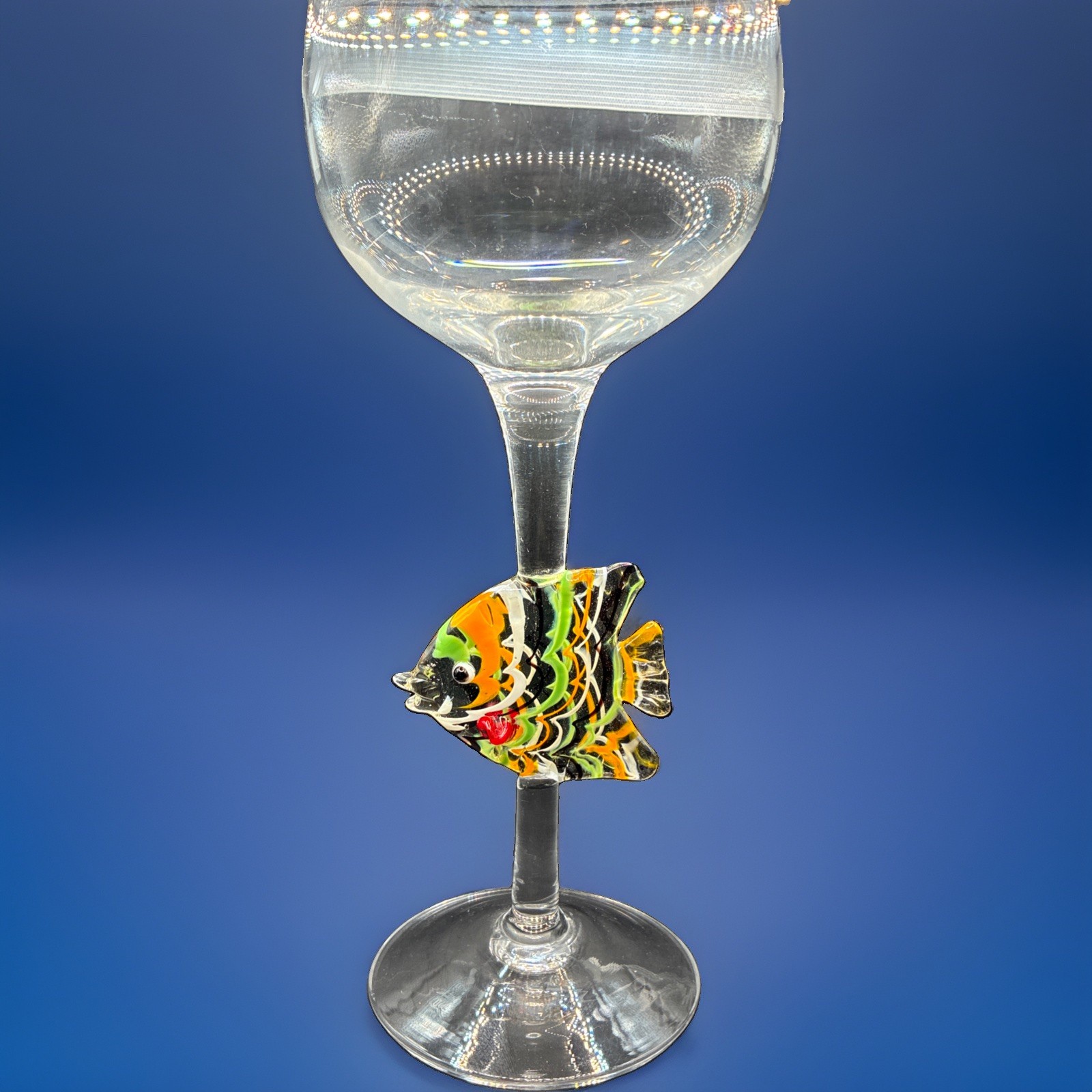 Vintage Handblown Murano Wine Glass Angel Fish