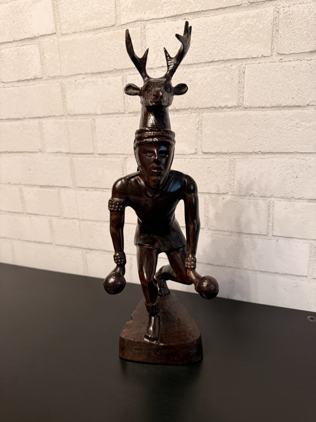 VTG 1992 Seri Mexican Ironwood Carving Yaqui Deer Dancer Statue/Sculpture 15