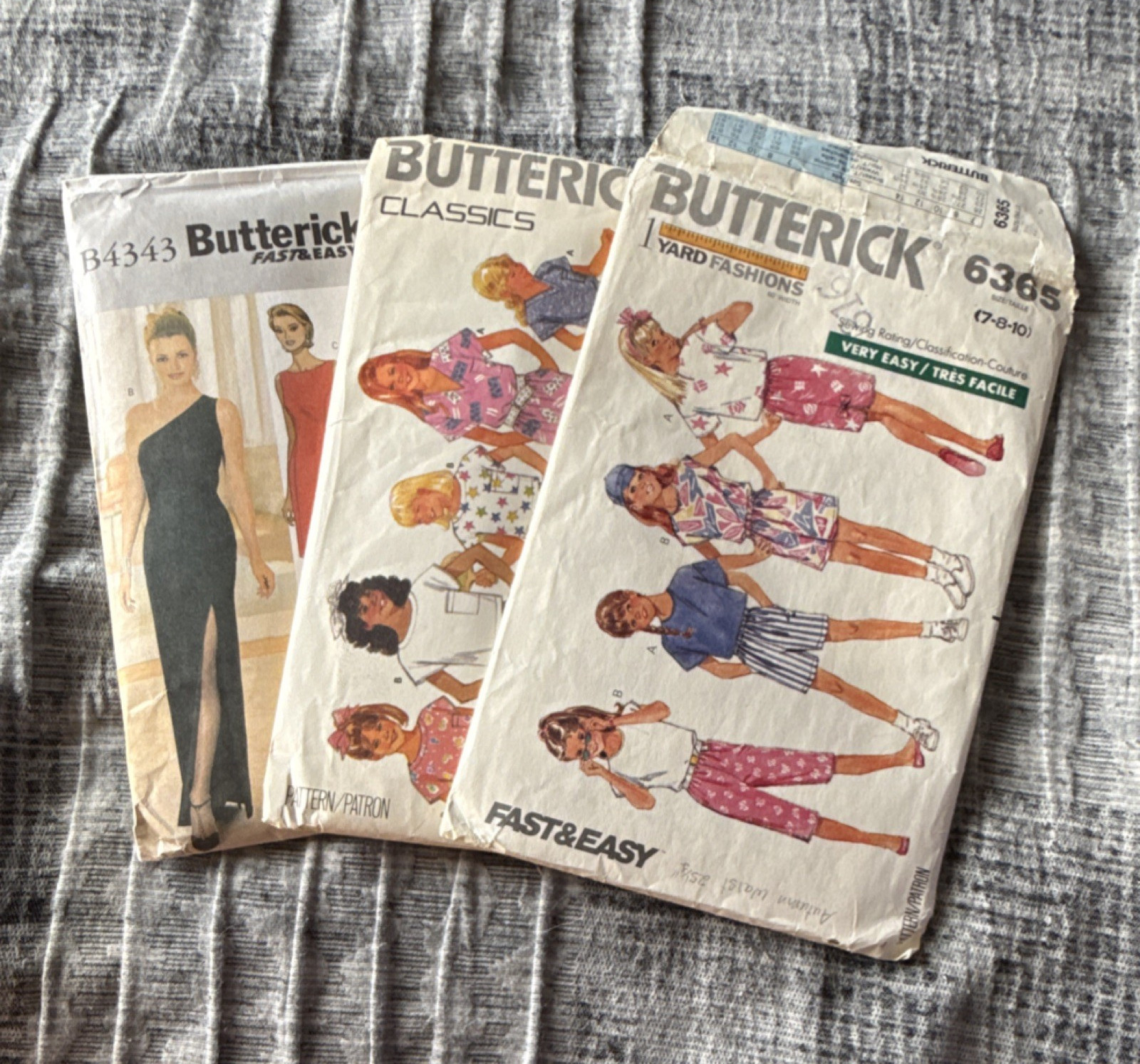 Butterick Fast & Easy Sewing Patterns Lot of 3 B4343 6365 4887 Vintage Original