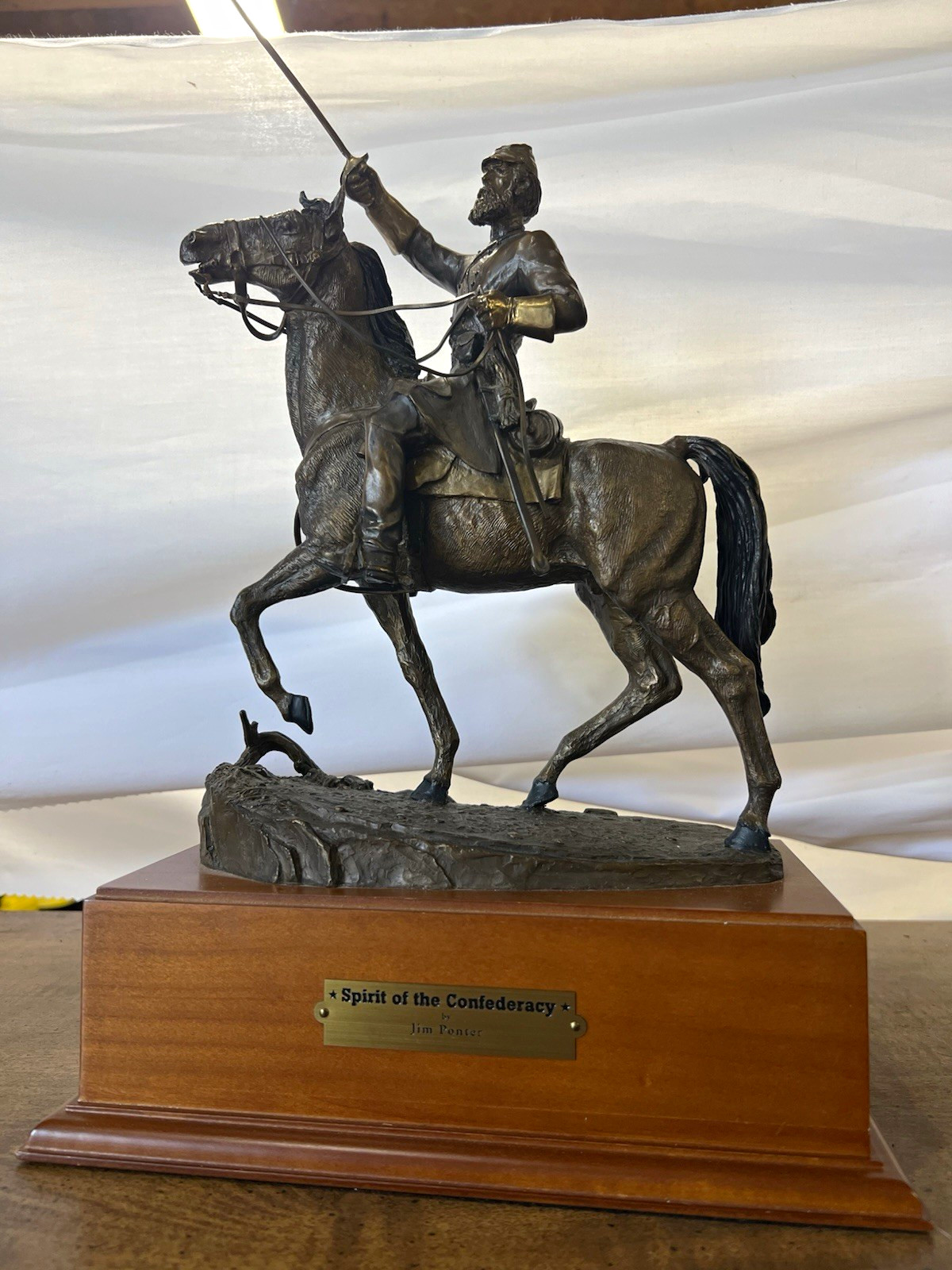 Franklin Mint Jim Ponter Limited Edition Bronze Statue Confederate Horseman