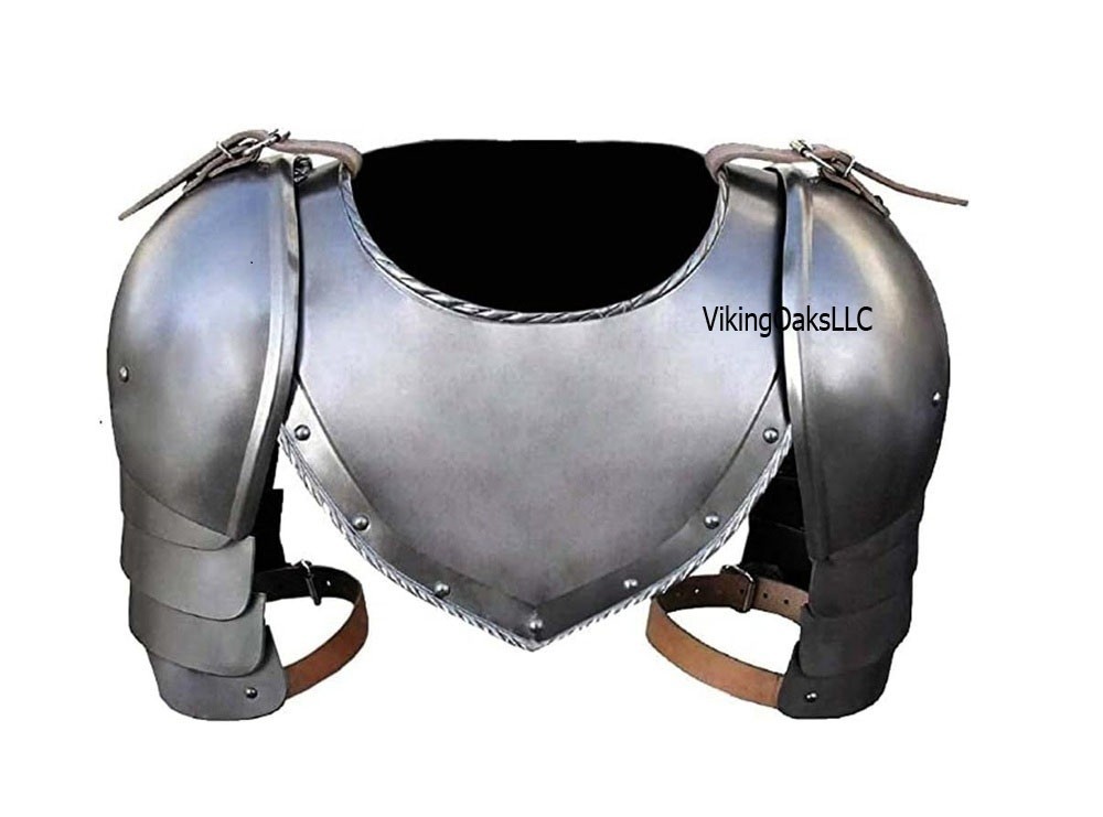 Medieval Iron Gorget & Spaulders Set – Viking Crusader Pauldrons Armor