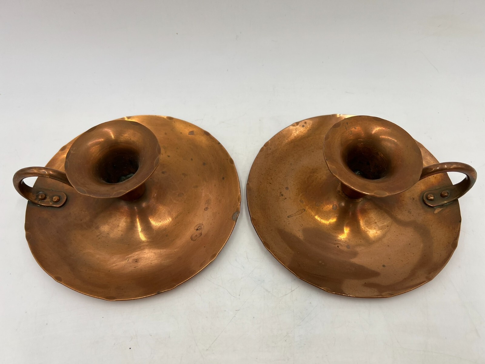 (Only Set) Antique 1930's Avon CopperSmith N.Y Solid Copper Candle Holders