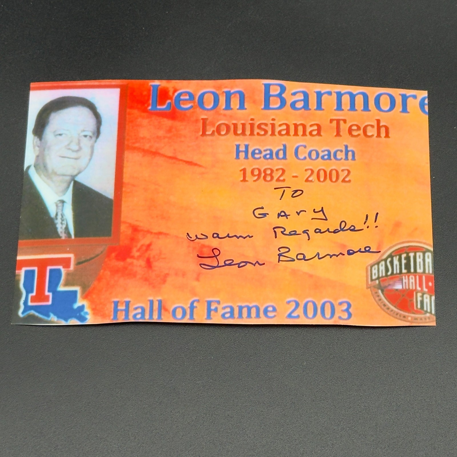 Leon Barmore Signed Cut Photo — Authentic Hall of Fame Autograph