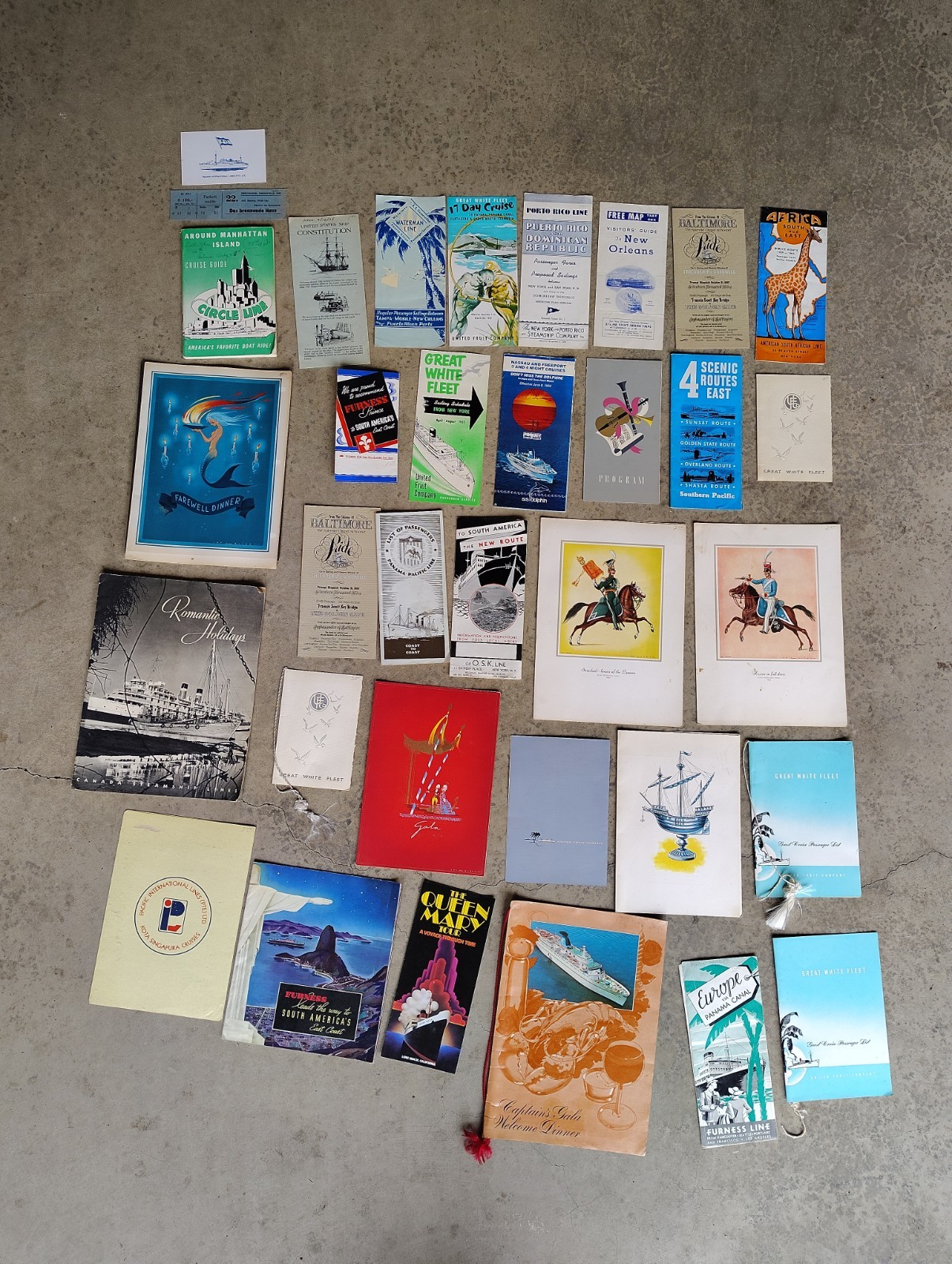 Large Lot Of Vintage Cruise Ship Brochure And Menus 1930s-1980s Steamship