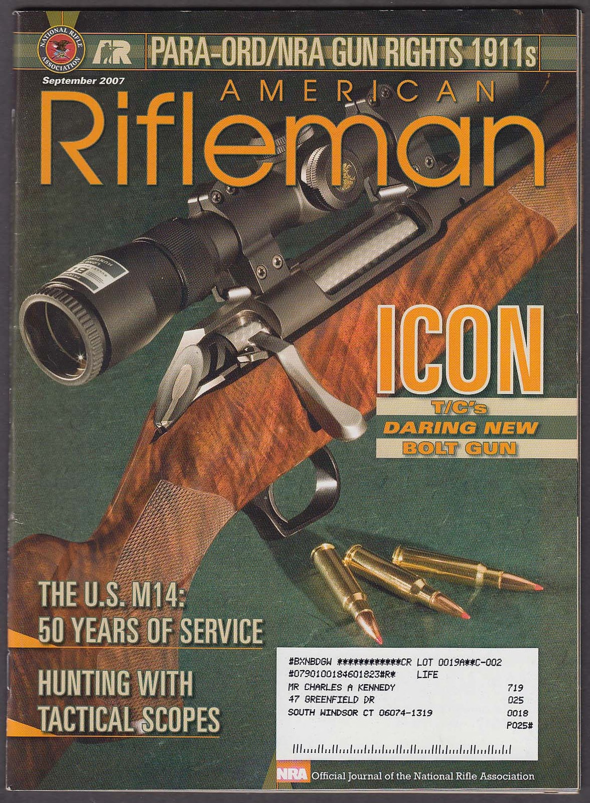 AMERICAN RIFLEMAN Thompson/Center Icon M14 Para-Ordnance 9 2007