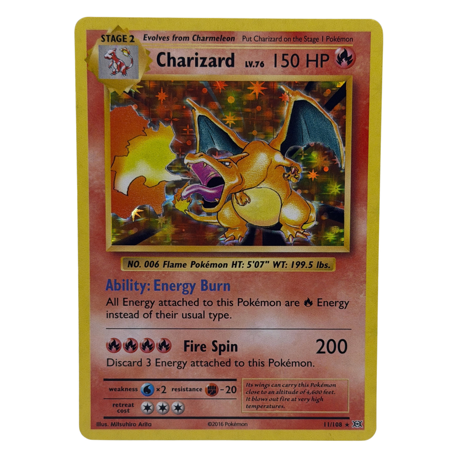 Pokemon TCG: Charizard XY Evolutions 2016 Holo Rare Card 11/108 NM Condition