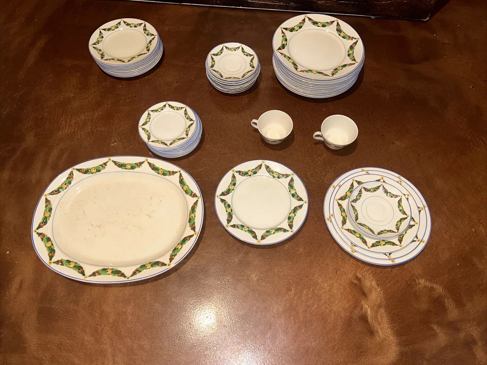 Antique Ridgeways China Rare Hand Painted 1928 54Piece Bedford Ware England