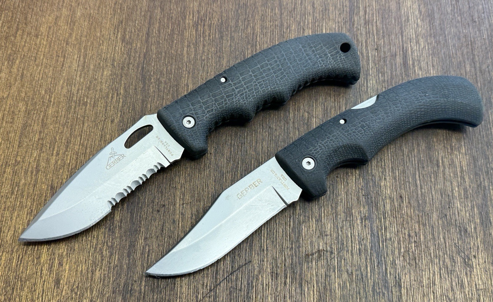 VTG Gerber Gator 1 And 2 Folding Knife Lot. Made In Portland, Oregon, USA.