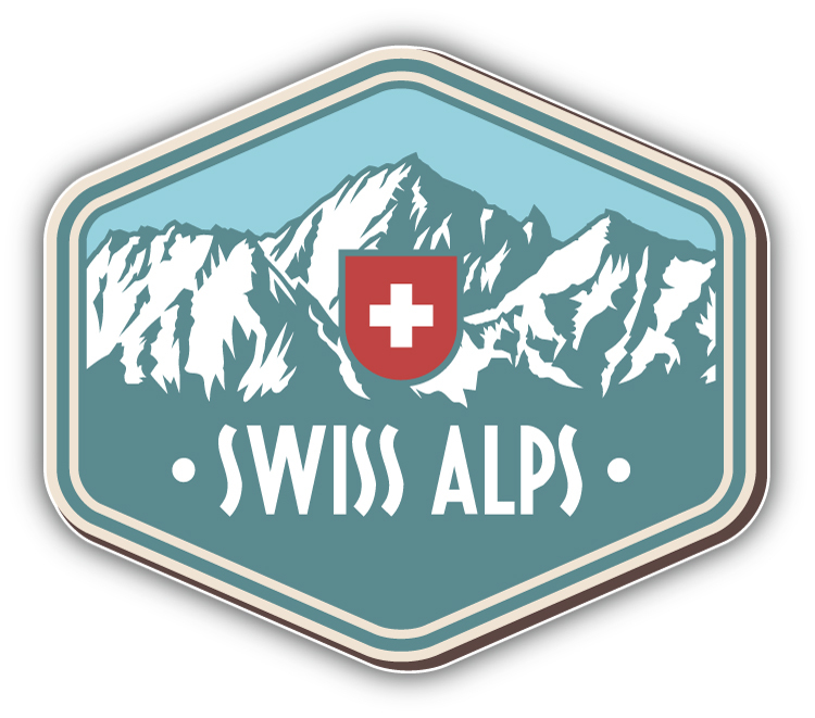 Switzerland Alps Vintage Label Car Bumper Sticker Decal 5\'\' x 4\'\'