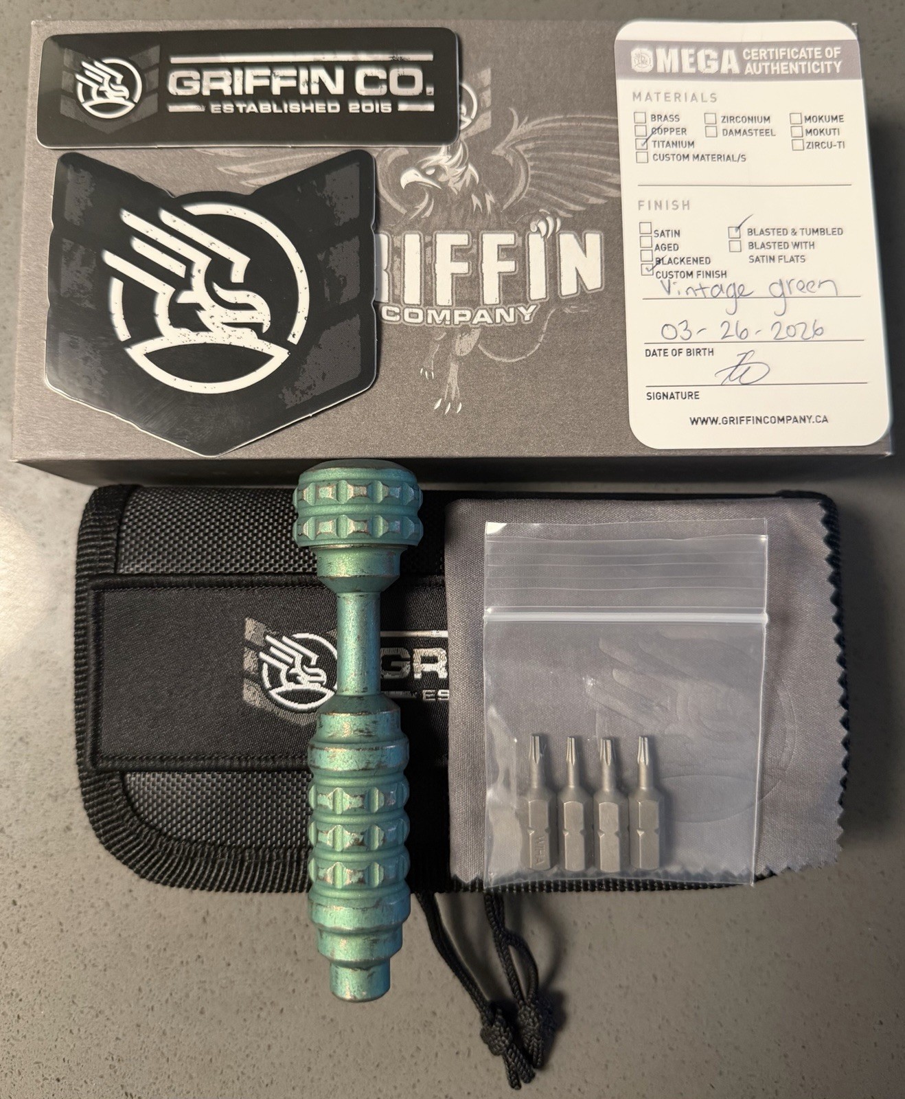 Griffin Co Omega Bit Driver - Vintage Green Titanium