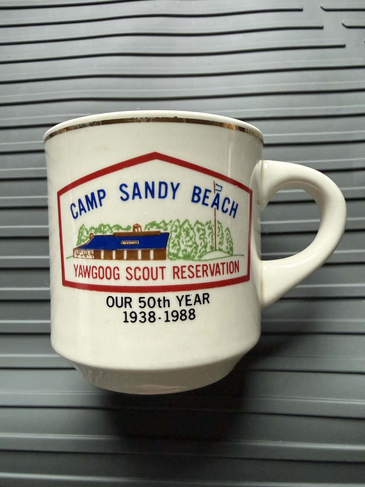 Vintage 1988 Camp Sandy Beach Yawgoog Scout Reservation 50th Mug BSA