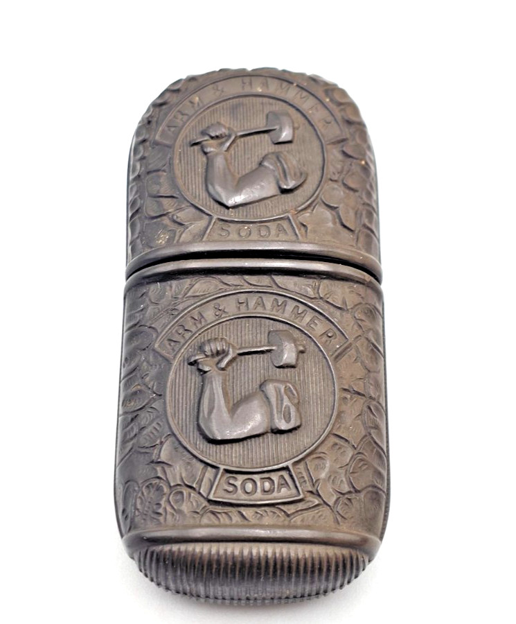 Arm & Hammer Soda Gutta Percha Match Safe Vesta Church & Co Advertising Antique