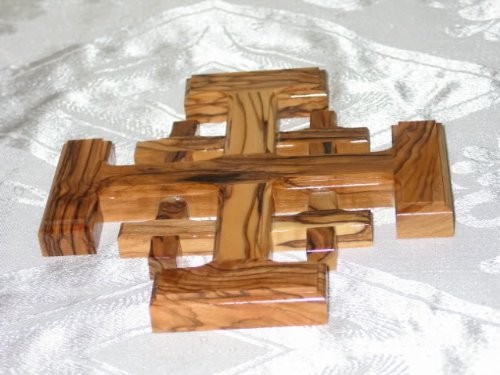Jerusalem Cross Olive Wood Holy Land Handmade Bethlehem Crusaders' Cross Jerusalem Cross Olive Wood Holy Land Handmade Bethlehem Crusaders' Cross