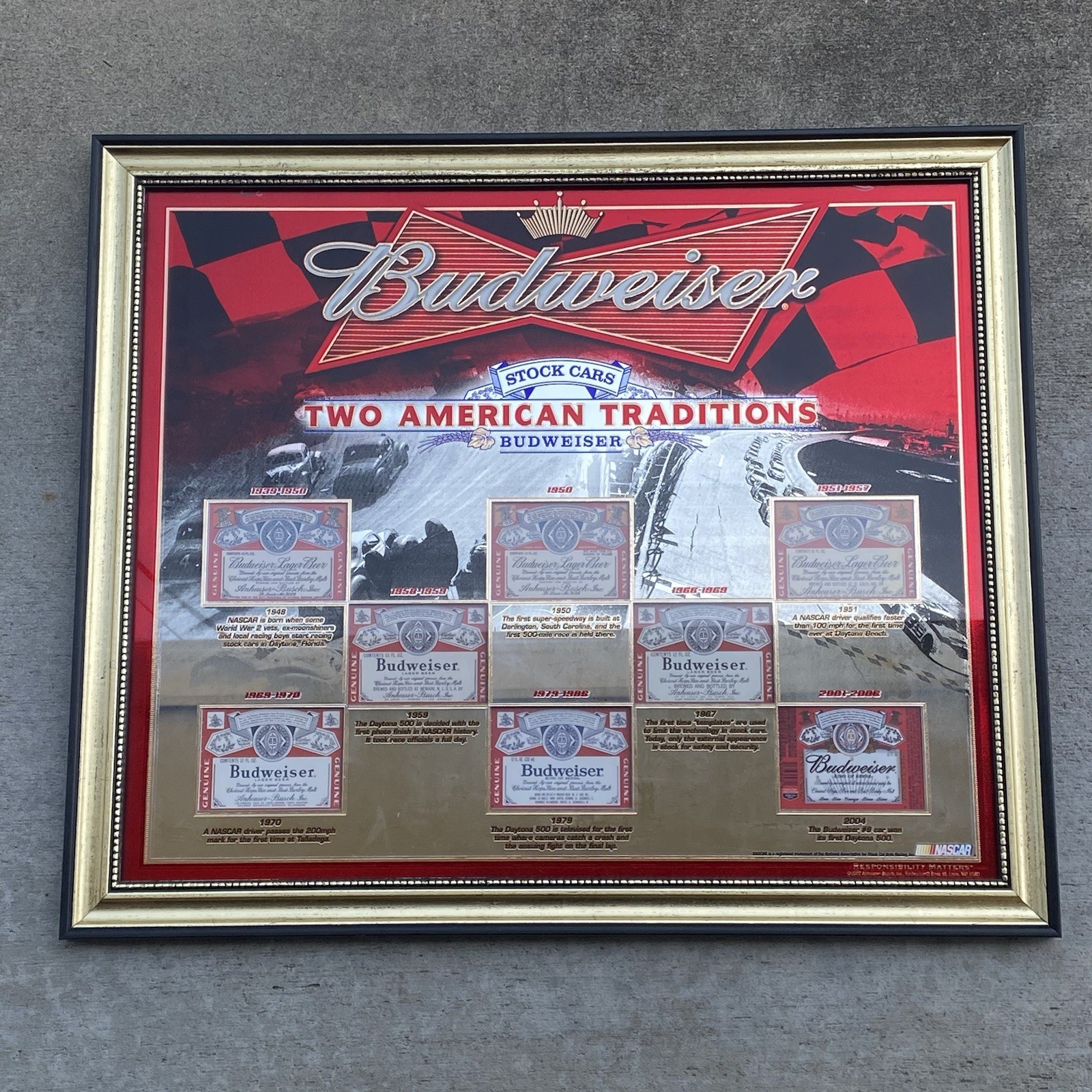 RARE 2007 Budweiser Two American Traditions Baseball Mirror - 26.5” x 22.5”