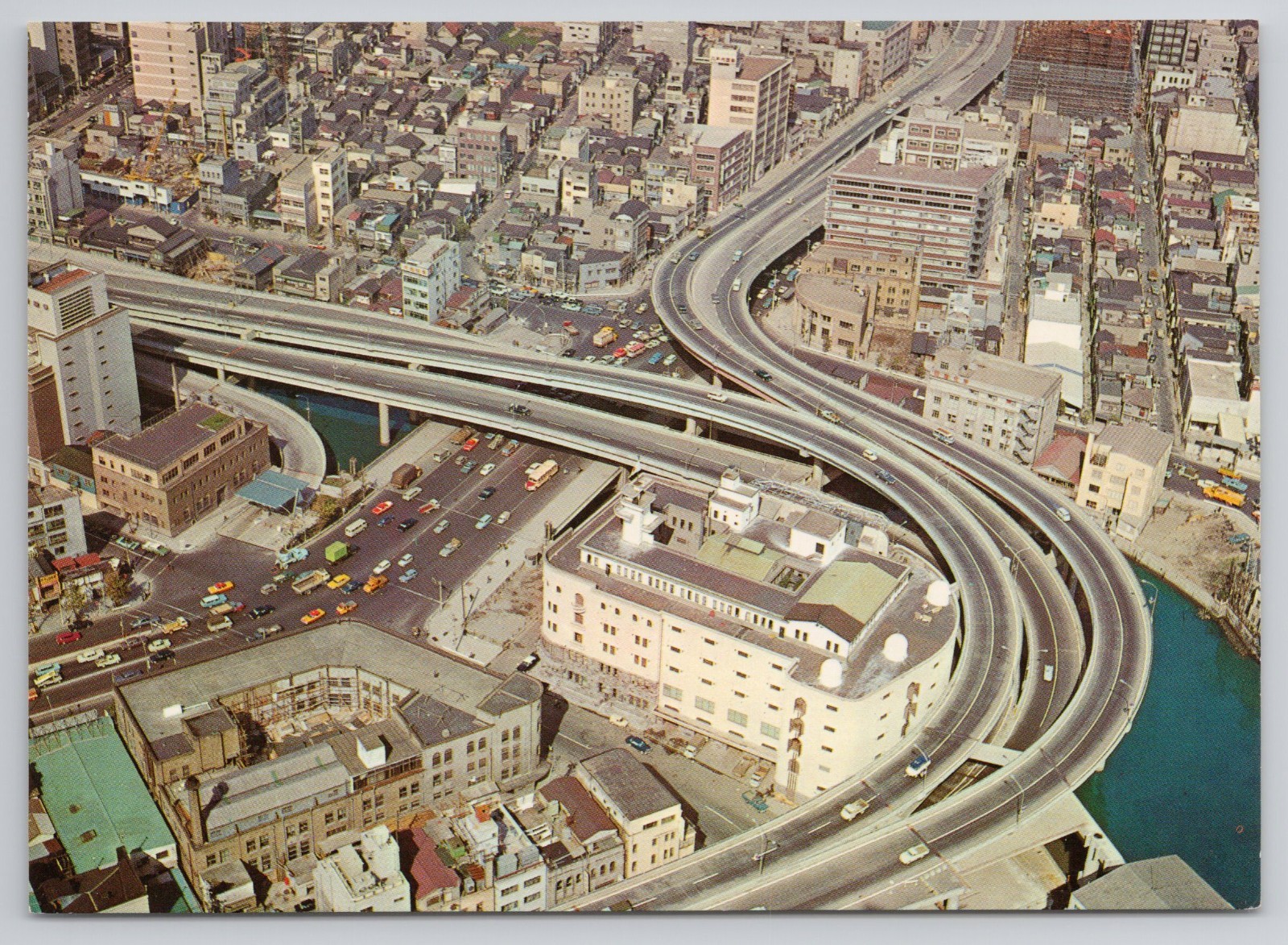 Vintage Postcard Tokyo Aerial View Expressway Interchange Nihombashi Japan JTB