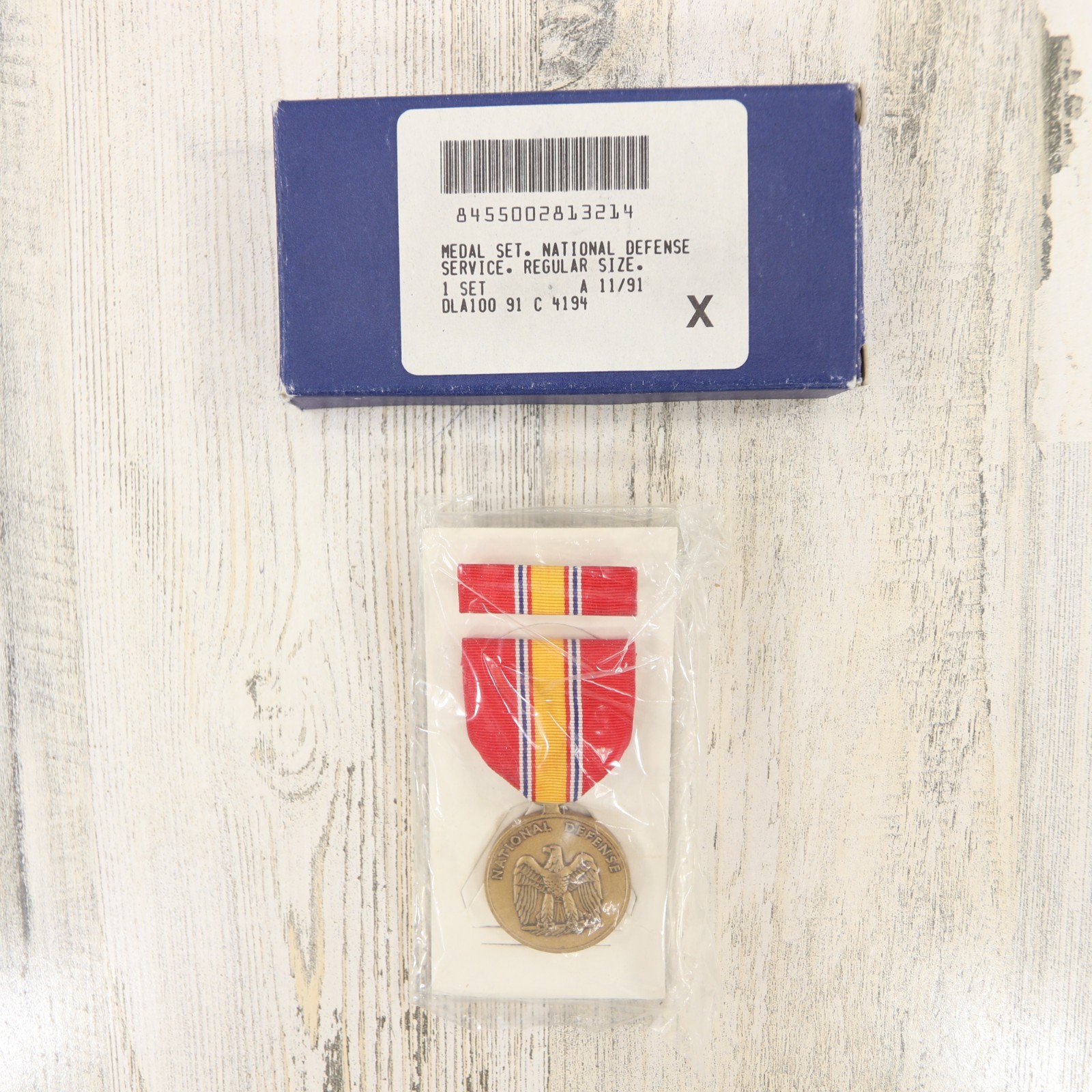 Vintage US Military Medal & Ribbon Set 1991 National Defense Service Gulf War