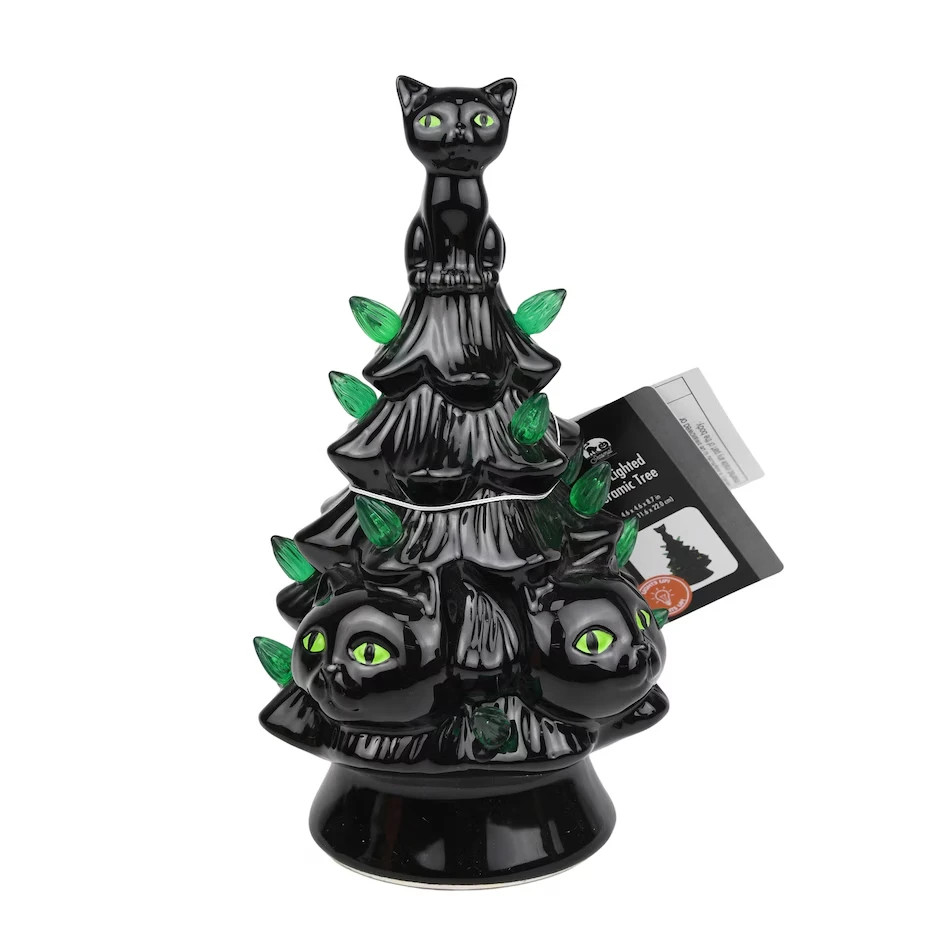 LED Lighted Ceramic Tree Choose Black Cats OR Jack O Lanterns apprx 8\