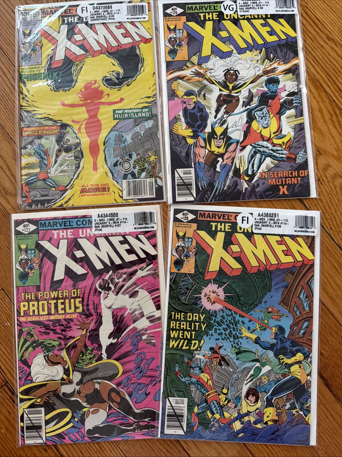 Uncanny X-Men Lot: #125, 126, 127, 128/Proteus/Marvel/1979/Claremont/Byrne/VG/FI