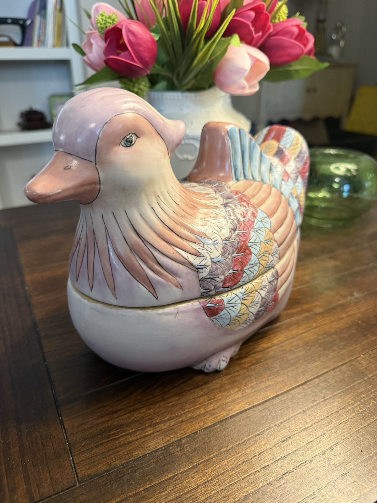Vintage Chinese famille rose Duck Soup Tureen Lavender By HFP Macau
