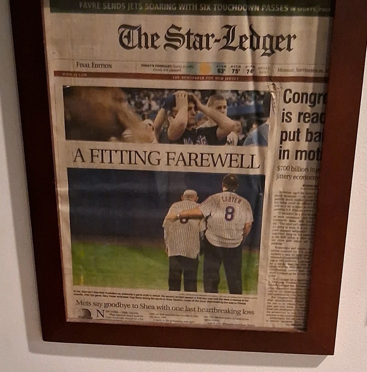 Framed The Star-Ledger Front Page 