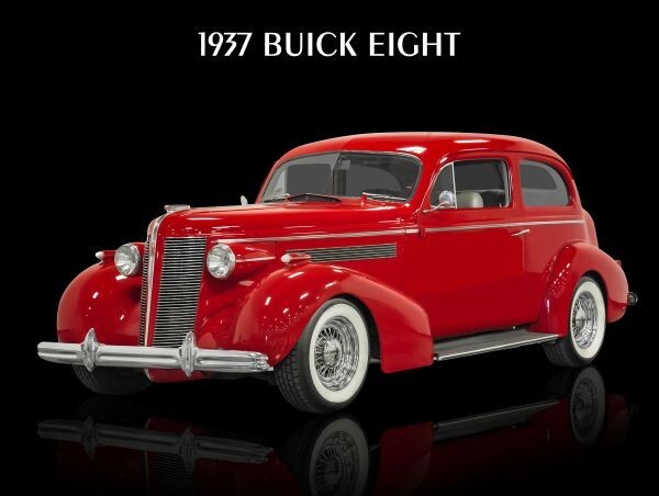 1937 Buick Eight Hot Rod in Red NEW Metal Sign: 12x16