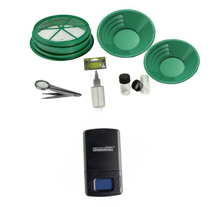 S2 7pc Green Large Gold Classifier Screen & Gold Pan Panning Kit