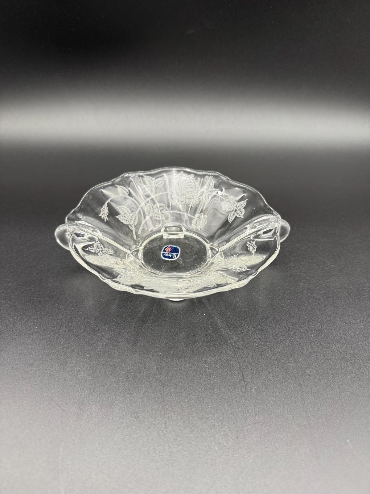 Vintage Heisey Etched Rose Footed Dish