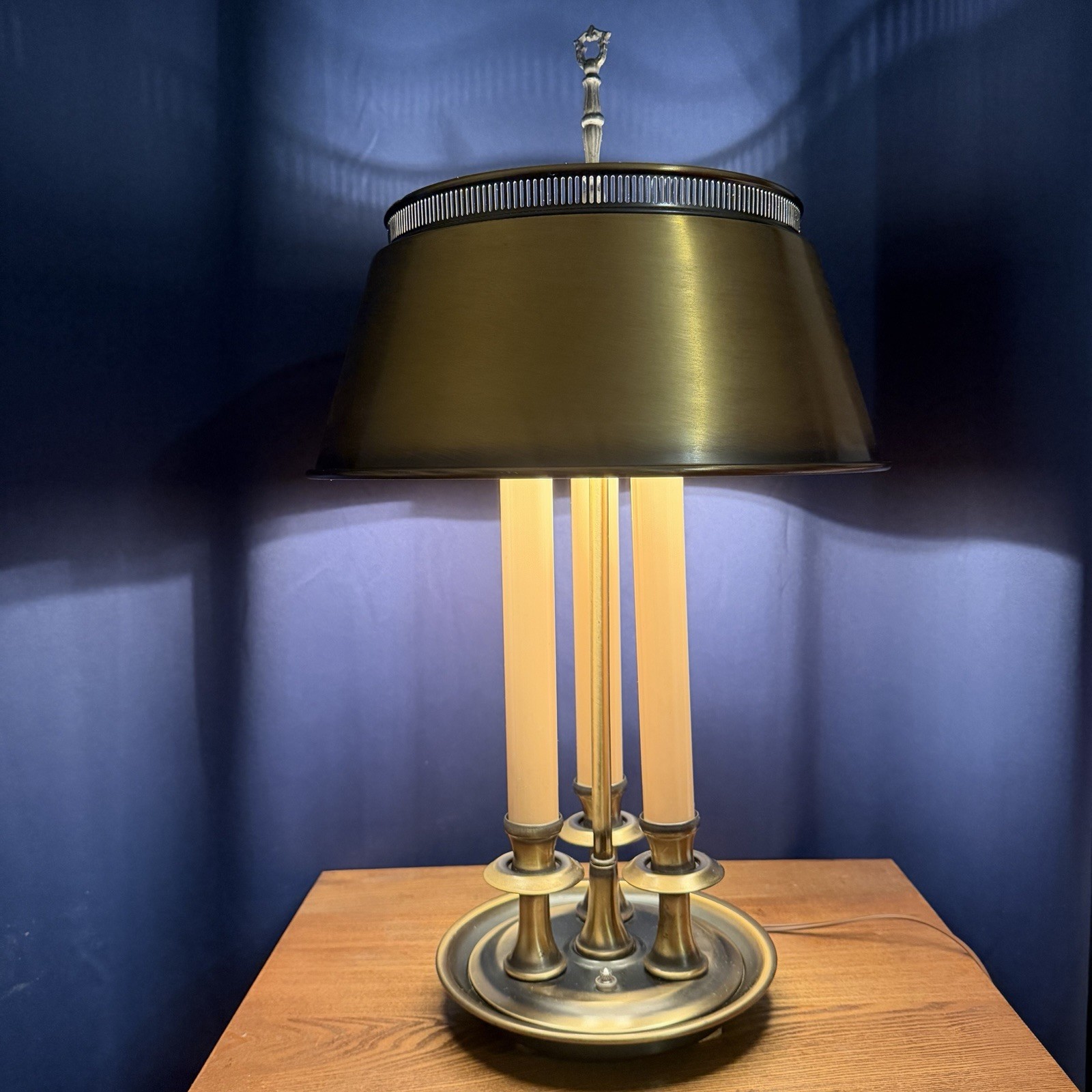 Vintage Mid Century Classical French Bouillotte 3 - Way Brass Table Lamp Tested