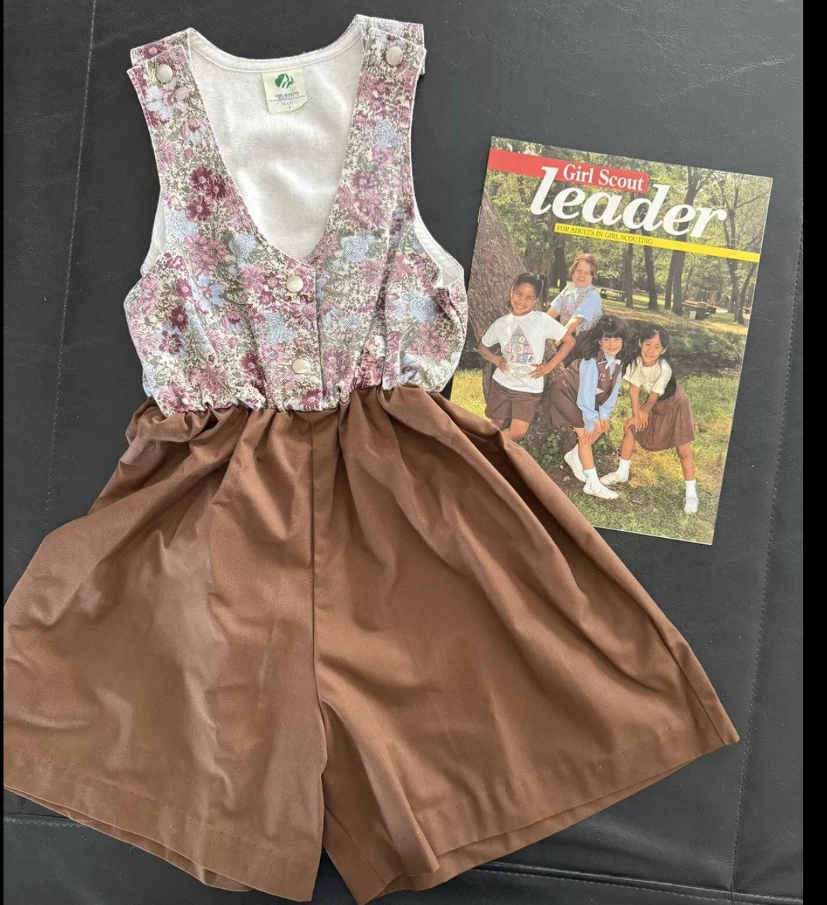 Vintage 1993 BROWNIE GIRL SCOUT CULOTTE JUMPER UNIFORM-Size 7-1993 LEADER’S MAG