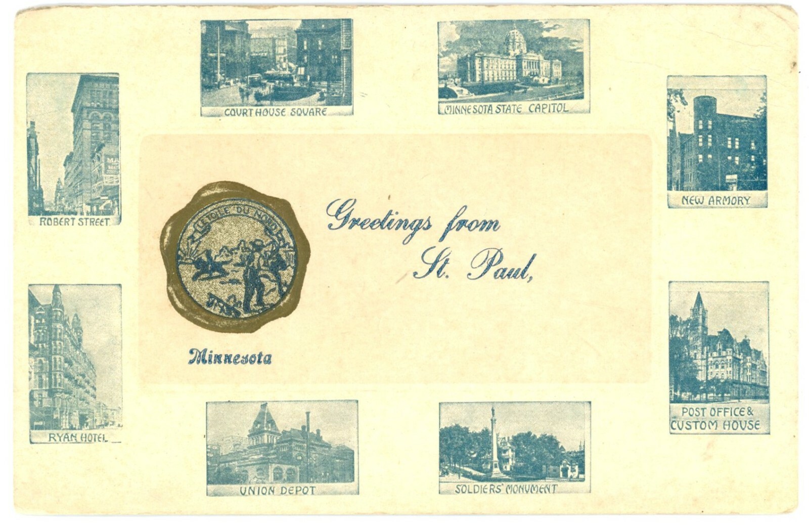 St. Paul Minnesota Multi-View Landmarks Divided Back Postcard 1908 Franz Huld