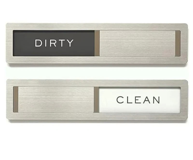 Dishwasher Magnet Clean Dirty Sign, Premium Stainless Steel Black and White 