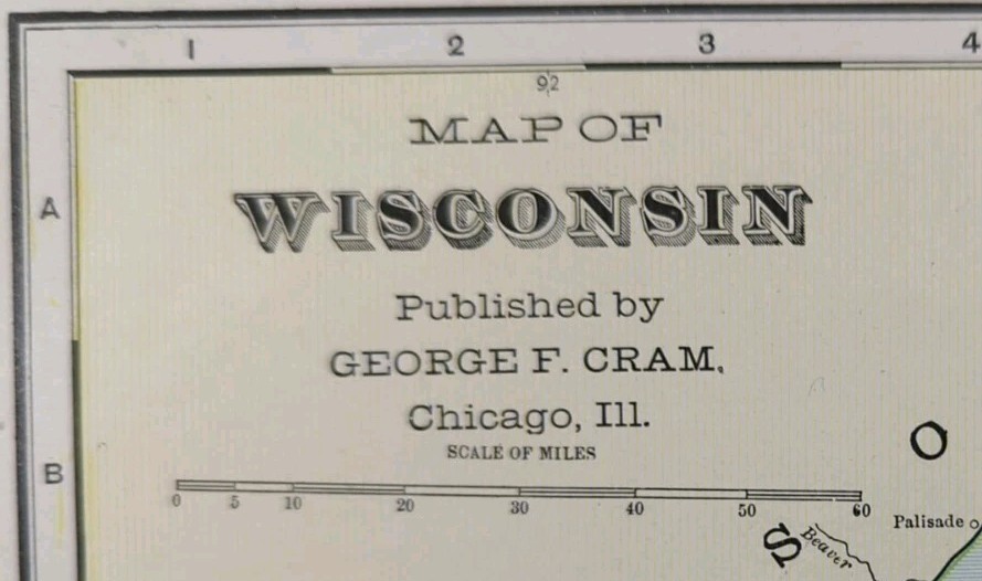 Vintage 1901 WISCONSIN Map 14\