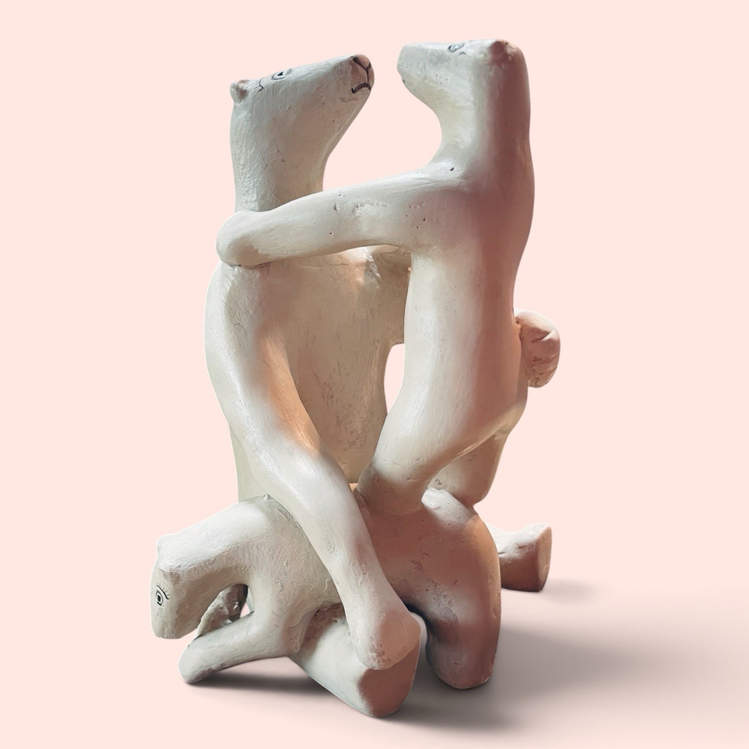 Wonderful Folk Art Wood Carving Of Polar Bear Family By David DeCamp Designs