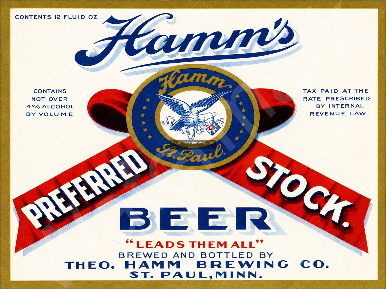 Hamm's Preferred Stock Beer Label Metal Sign 3 Sizes to Choose From y44